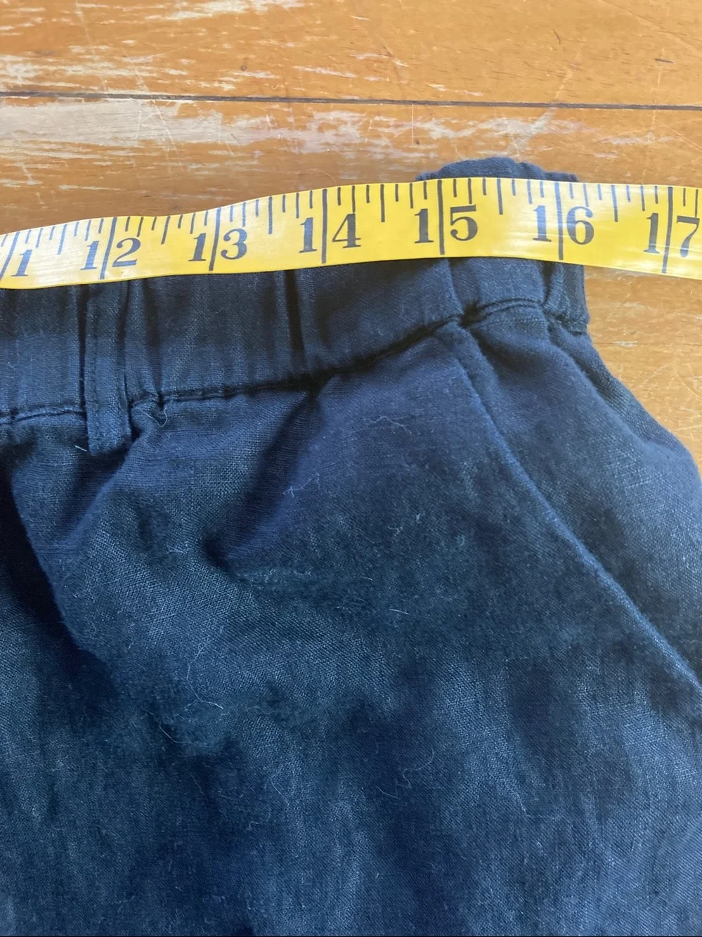 Quince Black Cropped Elastic-Waist Pants Large 100% Linen Belt Loops